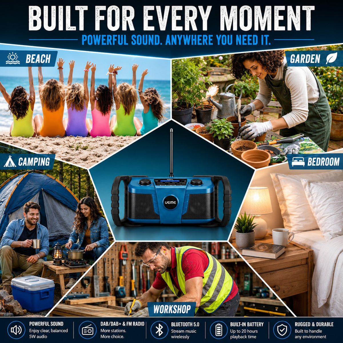 UEME 5W DAB/DAB+ FM Cordless Site Radio