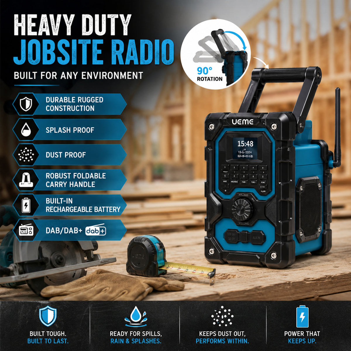 UEME 16W DAB/DAB+ FM Cordless Site Radio