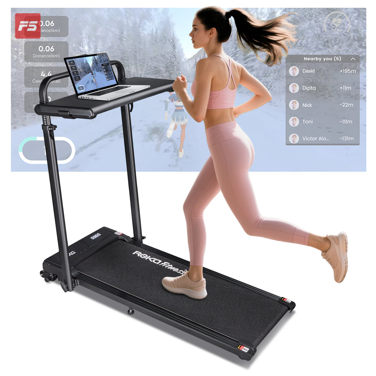 REKA Fitness Black Treadmill - 2.5HP, Up to 12km/h Speed