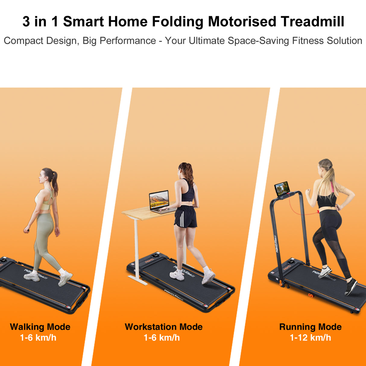 REKA Fitness 2-in-1 Treadmill, 0-12km Speed