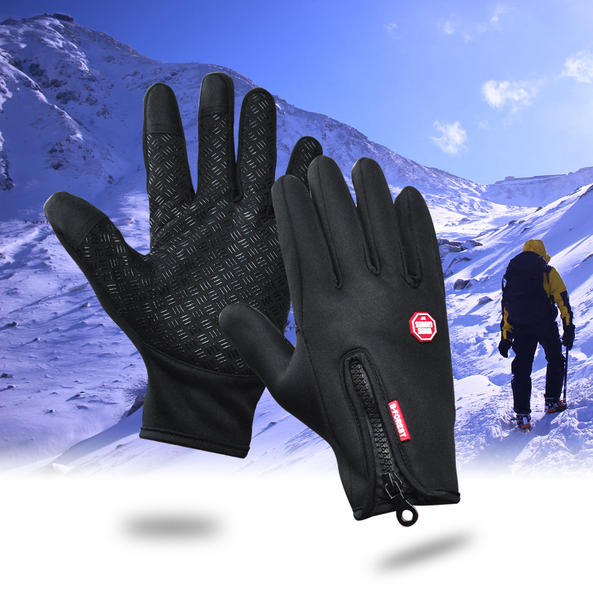 Anti-Slip Thermal Touch Screen Gloves With Zipper