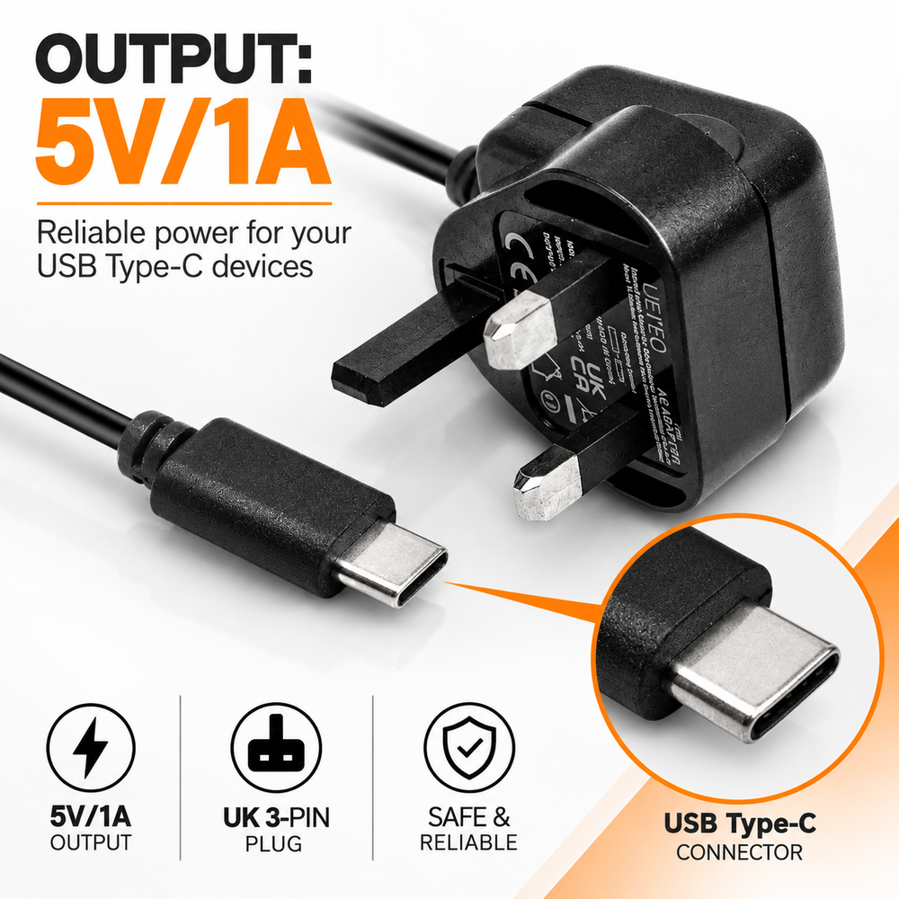 AC to Type-C 5V/1A Mains adaptor