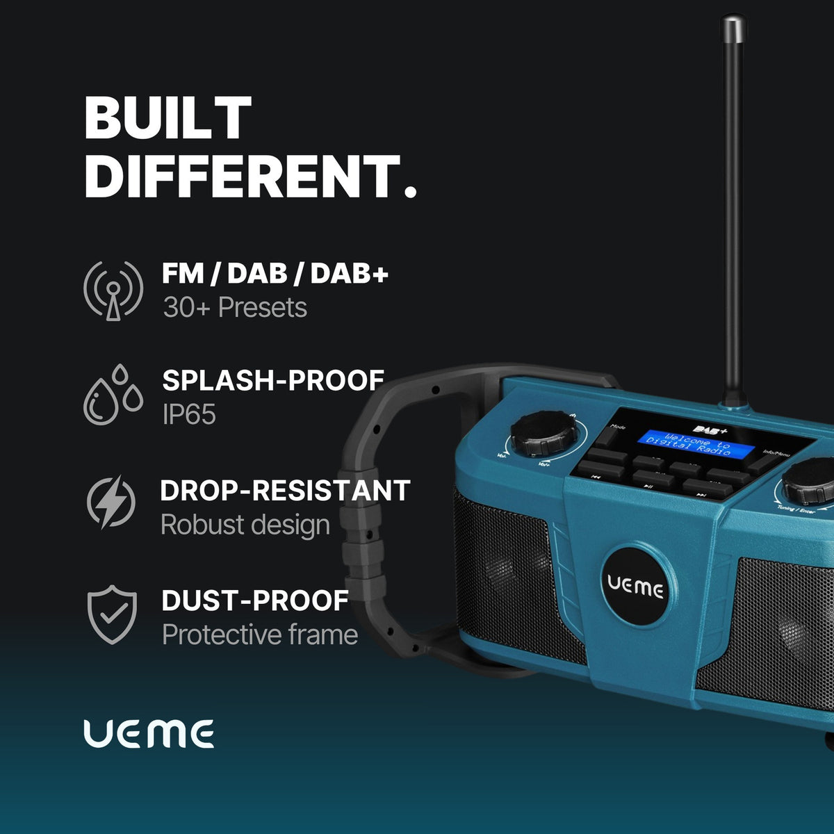 UEME 5W DAB/DAB+ FM Cordless Site Radio