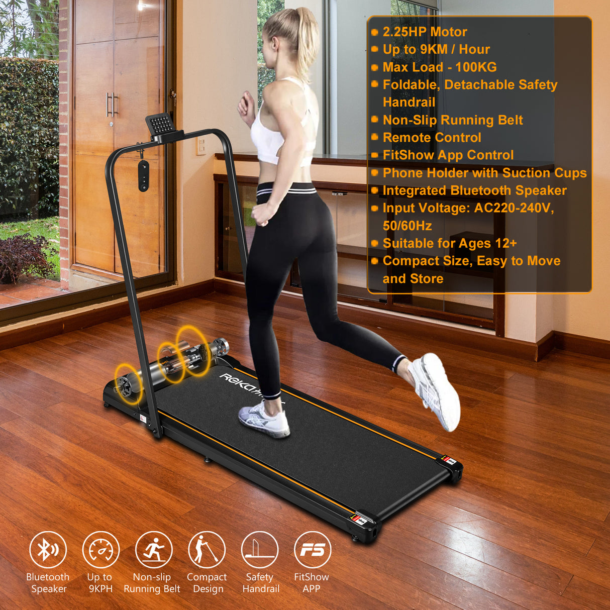 REKA Fitness Walking Treadmill, 0-9km Speed